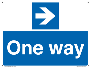 One way with right directional arrow